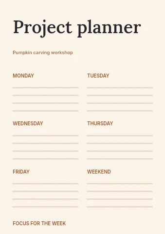Pumpkin carving workshop planner template