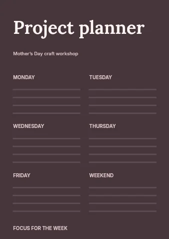 Mother’s Day craft workshop planner template