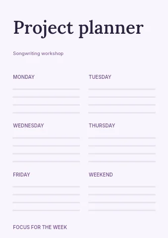 Songwriting workshop planner template