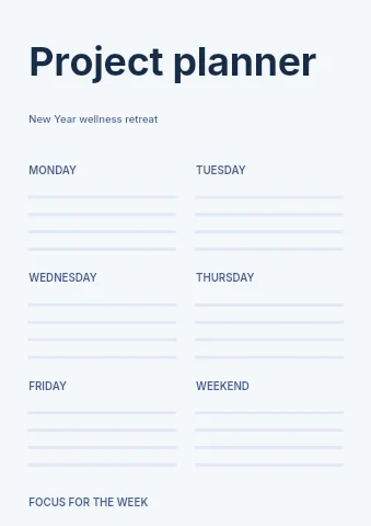 New Year wellness retreat planner template