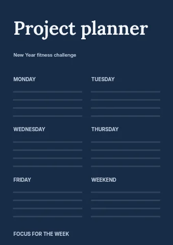 New Year fitness challenge planner template