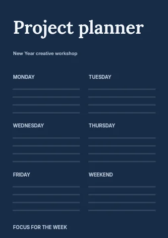 New Year creative workshop planner template