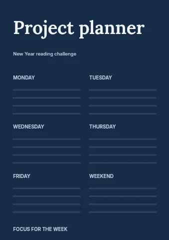 New Year reading challenge planner template