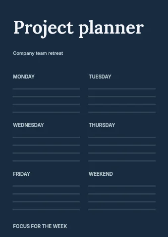 Company team retreat planner template