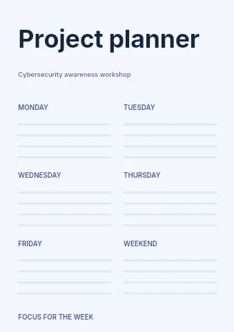 Cybersecurity awareness workshop planner template