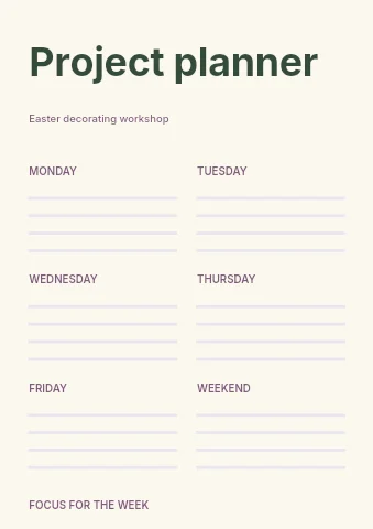 Easter decorating workshop planner template