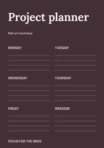 Nail art workshop planner template