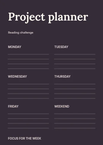 Reading challenge planner template