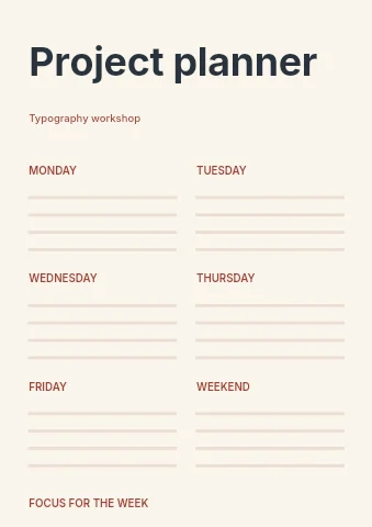 Typography workshop planner template