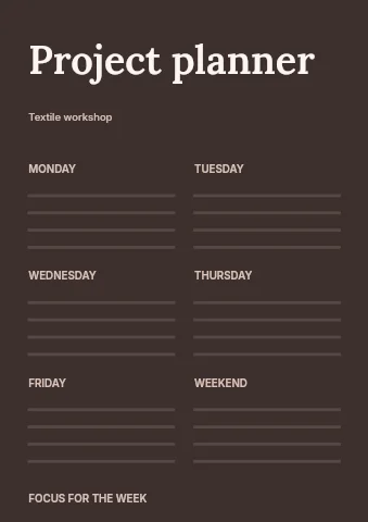 Textile workshop planner template