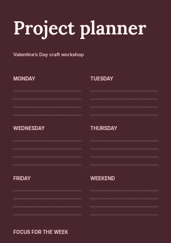 Valentine’s Day craft workshop planner template