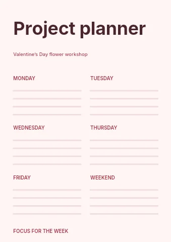 Valentine’s Day flower workshop planner template