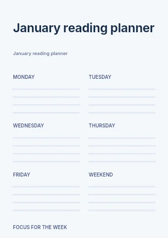 January reading planner template