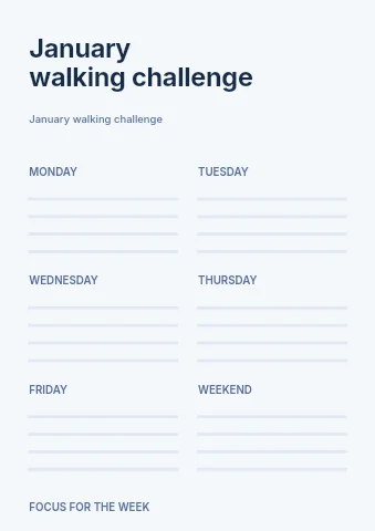 January walking challenge planner template