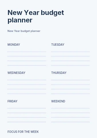 New Year budget planner template