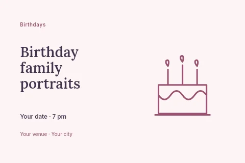 Birthday family portraits postcard template
