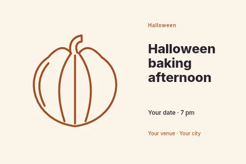 Halloween baking afternoon postcard template