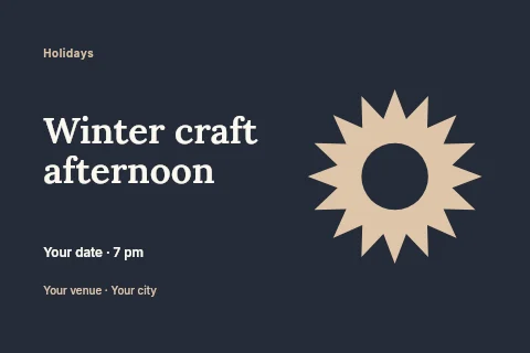 Winter craft afternoon postcard template