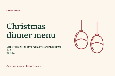 Christmas dinner menu postcard template