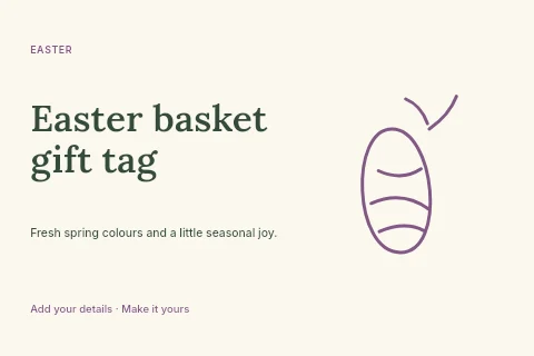 Easter basket gift tag postcard template