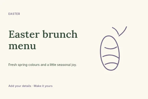 Easter brunch menu postcard template