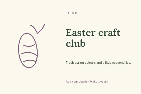 Easter craft club postcard template