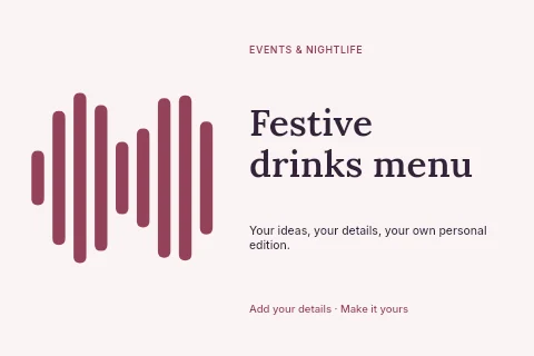 Festive drinks menu postcard template