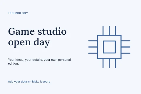 Game studio open day postcard template