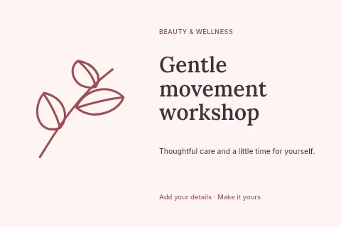 Gentle movement workshop postcard template