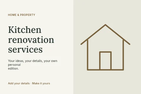 Kitchen renovation services postcard template