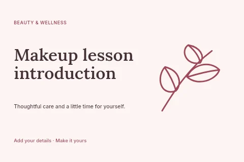Makeup lesson introduction postcard template