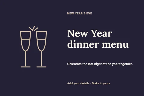 New Year dinner menu postcard template