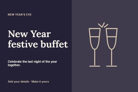 New Year festive buffet postcard template