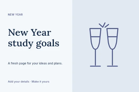 New Year study goals postcard template