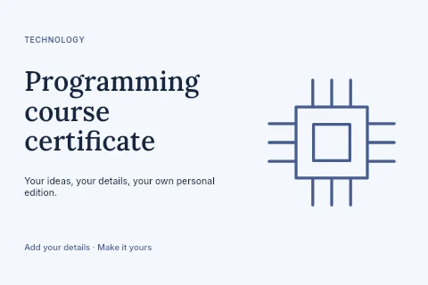 Programming course certificate postcard template