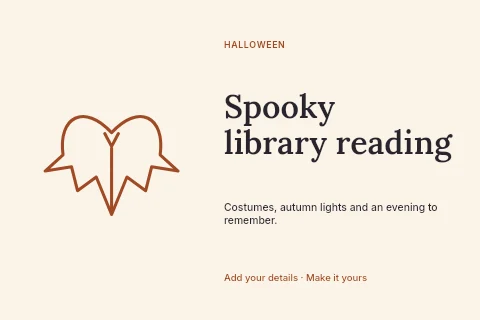 Spooky library reading postcard template