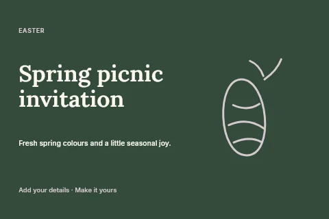 Spring picnic invitation postcard template