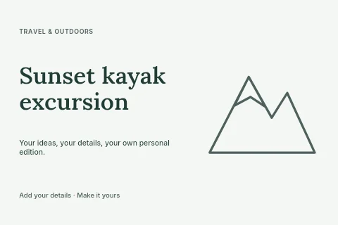 Sunset kayak excursion postcard template