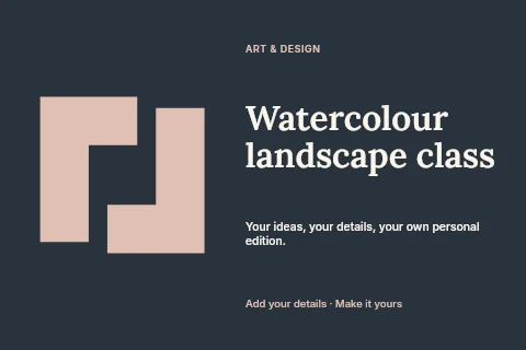 Watercolour landscape class postcard template