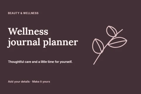 Wellness journal planner postcard template