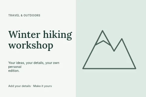 Winter hiking workshop postcard template