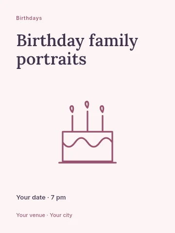 Birthday family portraits poster template