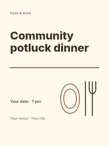 Community potluck dinner poster template