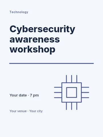 Cybersecurity awareness workshop poster template