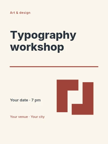 Typography workshop poster template