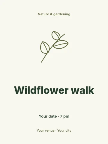 Wildflower walk poster template