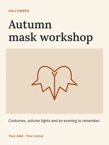 Autumn mask workshop poster template
