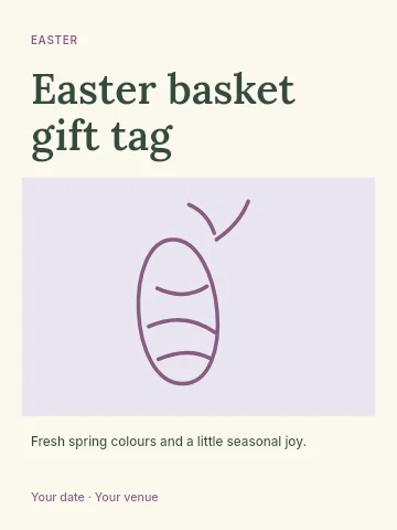 Easter basket gift tag poster template
