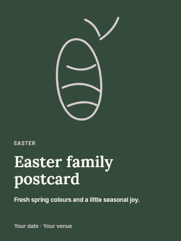 Easter family postcard poster template