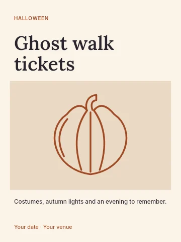 Ghost walk tickets poster template